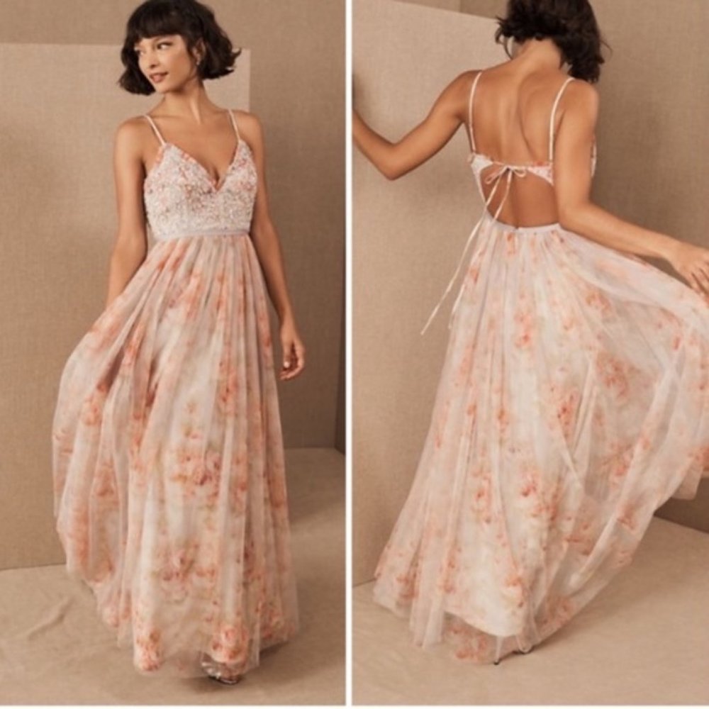 BHLDN Needle & Thread Ruby Bloom Maxi Size US 8